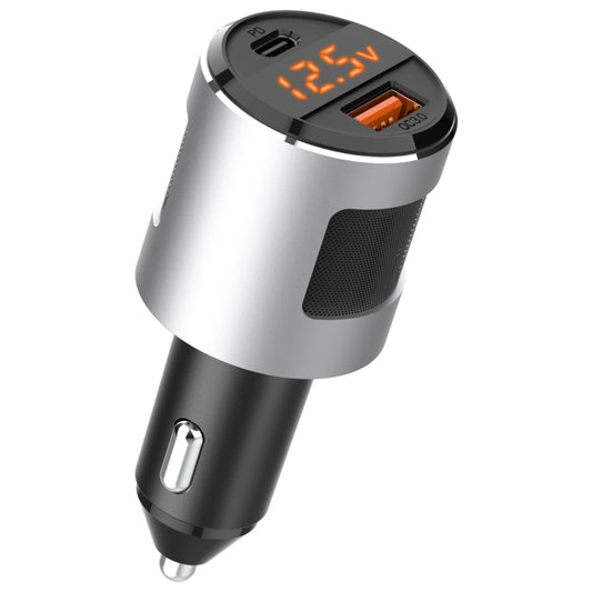 SC01 65W QC3.0 + PD Dual Ports Car Charger with Voltage Display(Silver) - Car Charger by PMC Jewellery | Online Shopping South Africa | PMC Jewellery