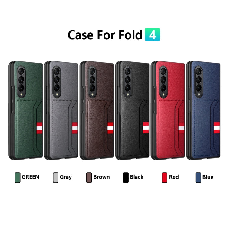 For Samsung Galaxy Z Fold4 5G GKK Litchi Texture Card Slot Phone Case(Red) - Galaxy Z Fold4 5G Cases by GKK | Online Shopping South Africa | PMC Jewellery