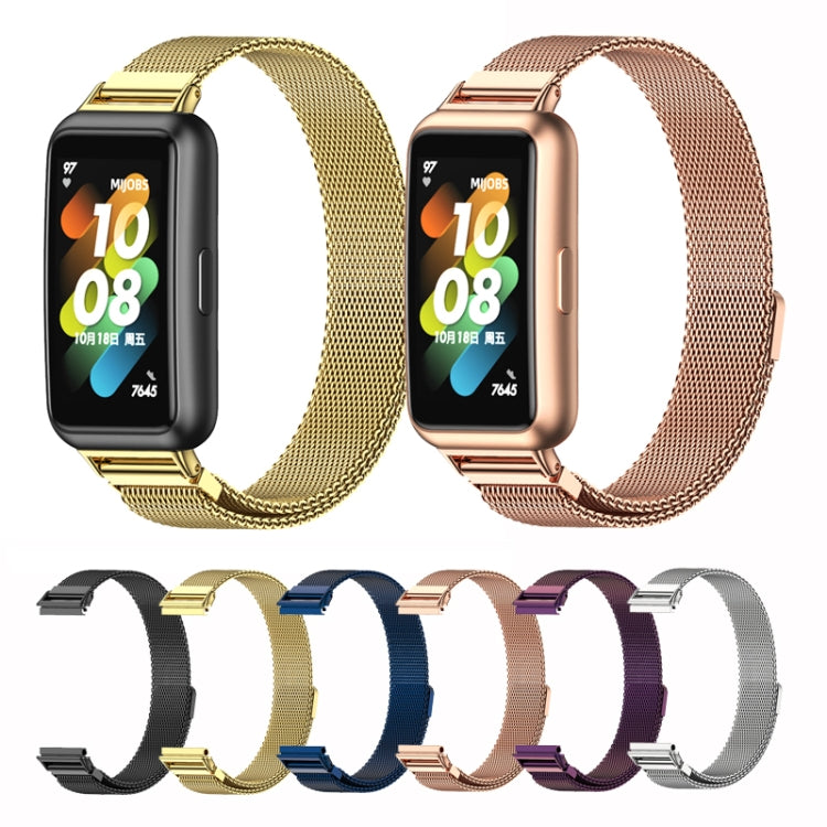 For Huawei Band 7 / 7 NFC MIJOBS Milan Magnetic Stainless Steel Watch Band(Rose Gold) - Watch Bands by MIJOBS | Online Shopping South Africa | PMC Jewellery | Buy Now Pay Later Mobicred