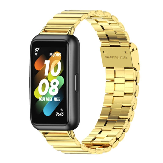 For Huawei Band 7 / 7 NFC Mijobs Bamboo Stainless Steel Metal Buckle Watch Band(Gold) - Watch Bands by MIJOBS | Online Shopping South Africa | PMC Jewellery | Buy Now Pay Later Mobicred