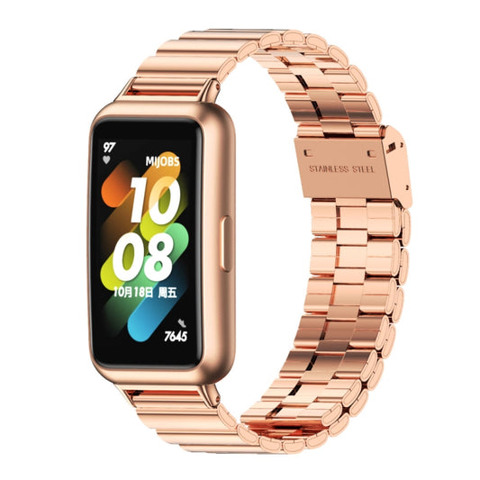 For Huawei Band 7 / 7 NFC Mijobs Bamboo Stainless Steel Metal Buckle Watch Band(Rose Gold) - Watch Bands by MIJOBS | Online Shopping South Africa | PMC Jewellery | Buy Now Pay Later Mobicred