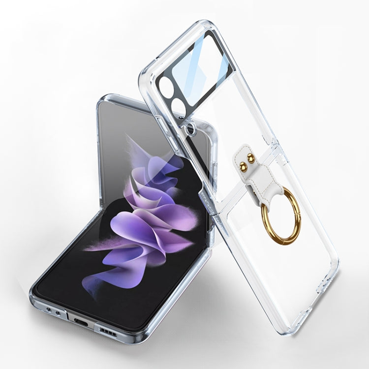 For Samsung Galaxy Z Flip4 GKK Integrated Electroplating Phone Case with Ring(Transparent) - Galaxy Z Flip4 5G Cases by GKK | Online Shopping South Africa | PMC Jewellery | Buy Now Pay Later Mobicred