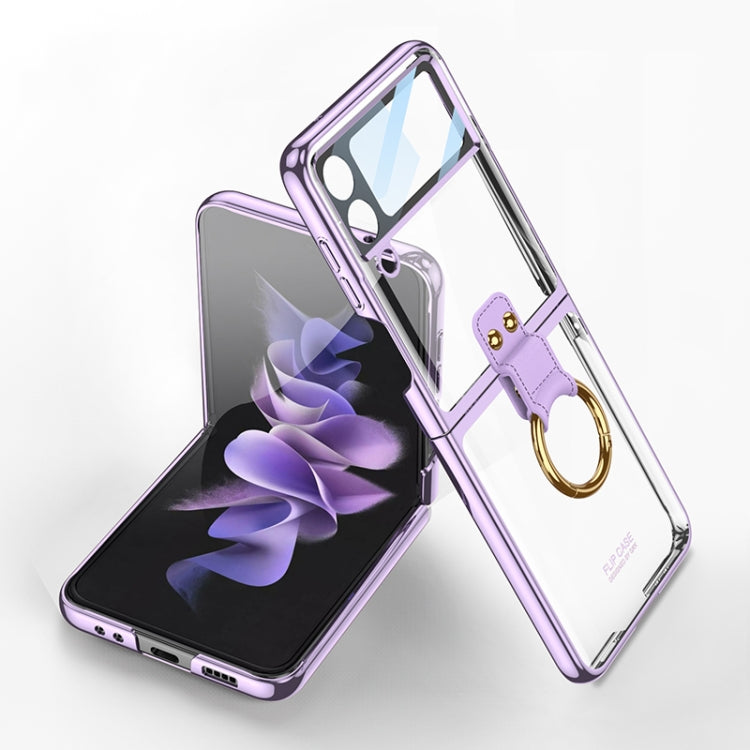 For Samsung Galaxy Z Flip4 GKK Integrated Electroplating Phone Case with Ring(Purple) - Galaxy Z Flip4 5G Cases by GKK | Online Shopping South Africa | PMC Jewellery | Buy Now Pay Later Mobicred