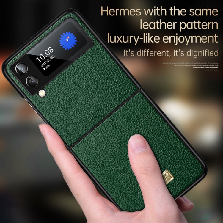 For Samsung Galaxy Z Flip4 SULADA Shockproof TPU + Handmade Leather Phone Case(Black) - Galaxy Z Flip4 5G Cases by SULADA | Online Shopping South Africa | PMC Jewellery