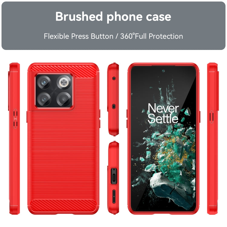 For OnePlus 10T Brushed Texture Carbon Fiber TPU Phone Case (Red) - OnePlus Cases by PMC Jewellery | Online Shopping South Africa | PMC Jewellery