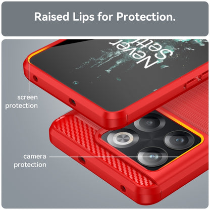 For OnePlus 10T Brushed Texture Carbon Fiber TPU Phone Case (Red) - OnePlus Cases by PMC Jewellery | Online Shopping South Africa | PMC Jewellery