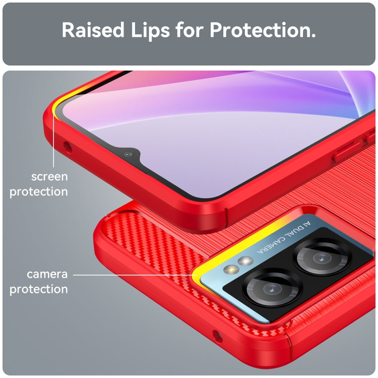 For OPPO A57S Carbon Fiber Brushed Texture TPU Case(Red) - OPPO Cases by PMC Jewellery | Online Shopping South Africa | PMC Jewellery