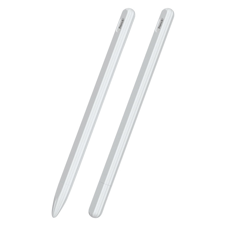 3 in 1 Striped Liquid Silicone Stylus Case with Two Tip Caps For Apple Pencil 1(White) - Pencil Accessories by PMC Jewellery | Online Shopping South Africa | PMC Jewellery