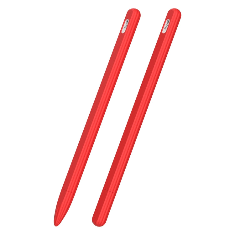 3 in 1 Striped Liquid Silicone Stylus Case with Two Tip Caps For Apple Pencil 1(Red) - Pencil Accessories by PMC Jewellery | Online Shopping South Africa | PMC Jewellery