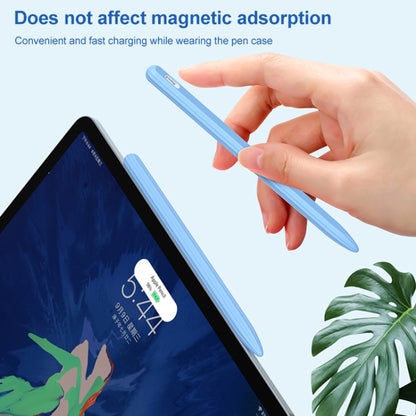 3 in 1 Striped Liquid Silicone Stylus Case with Two Tip Caps For Apple Pencil 1(Sky Blue) - Pencil Accessories by PMC Jewellery | Online Shopping South Africa | PMC Jewellery