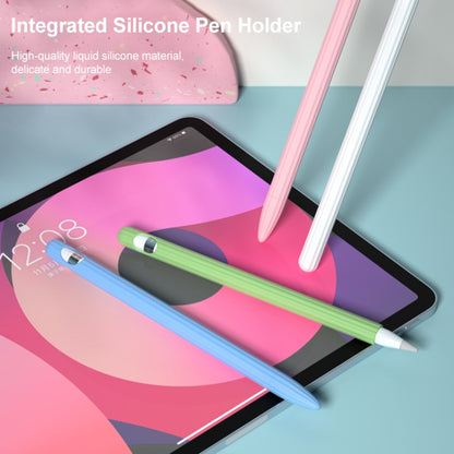 3 in 1 Striped Liquid Silicone Stylus Case with Two Tip Caps For Apple Pencil 2(Red) - Pencil Accessories by PMC Jewellery | Online Shopping South Africa | PMC Jewellery