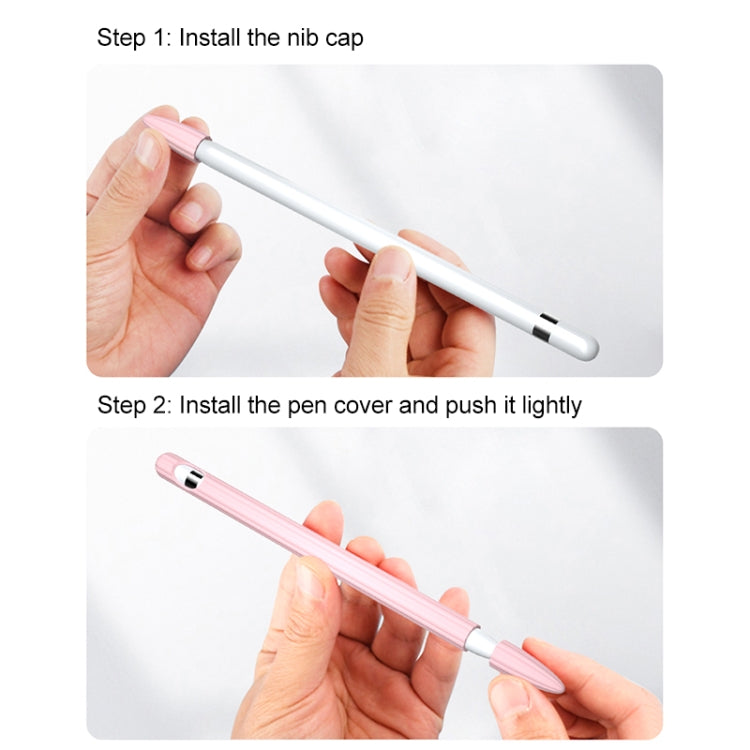 3 in 1 Striped Liquid Silicone Stylus Case with Two Tip Caps For Apple Pencil 2(Pink) - Pencil Accessories by PMC Jewellery | Online Shopping South Africa | PMC Jewellery