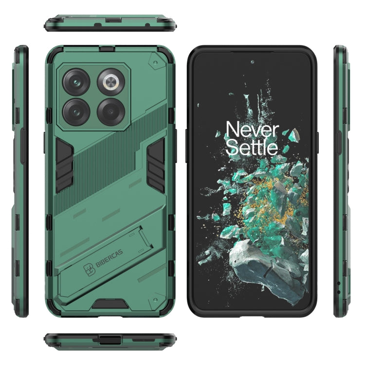 For OnePlus 10T 5G Punk Armor PC + TPU Phone Case with Holder(Green) - OnePlus Cases by PMC Jewellery | Online Shopping South Africa | PMC Jewellery