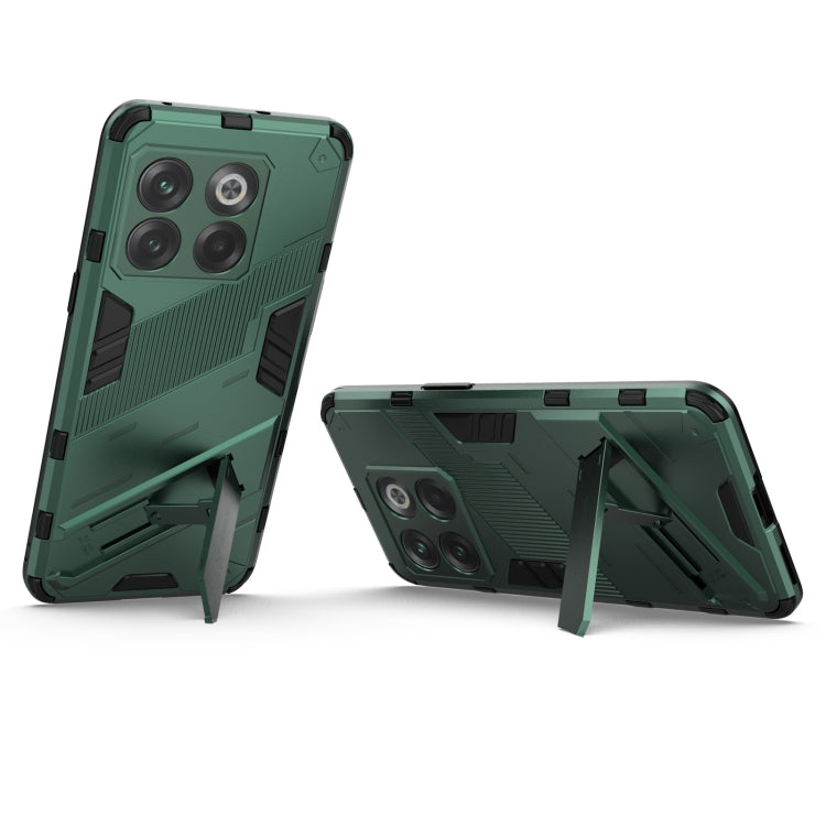 For OnePlus 10T 5G Punk Armor PC + TPU Phone Case with Holder(Green) - OnePlus Cases by PMC Jewellery | Online Shopping South Africa | PMC Jewellery