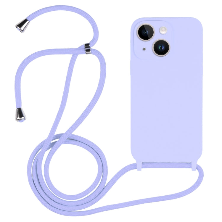 For iPhone 14 Crossbody Lanyard Liquid Silicone Case(Light Purple) - iPhone 14 Cases by PMC Jewellery | Online Shopping South Africa | PMC Jewellery