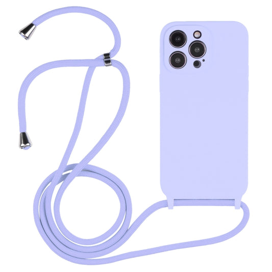 For iPhone 14 Pro Max Crossbody Lanyard Liquid Silicone Case(Light Purple) - iPhone 14 Pro Max Cases by PMC Jewellery | Online Shopping South Africa | PMC Jewellery