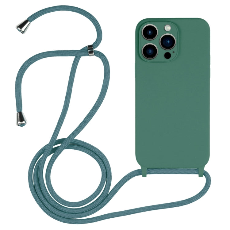 For iPhone 13 Pro Max Crossbody Lanyard Liquid Silicone Case(Emerald Green) - iPhone 13 Pro Max Cases by PMC Jewellery | Online Shopping South Africa | PMC Jewellery