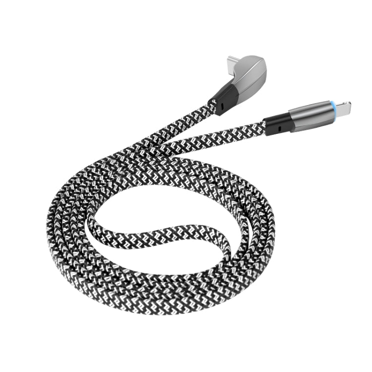 3A USB-C/Type-C to 8 Pin Elbow Fast Charge Data Cable, Length:2m(Grey) - 2 in 1 Cable by PMC Jewellery | Online Shopping South Africa | PMC Jewellery