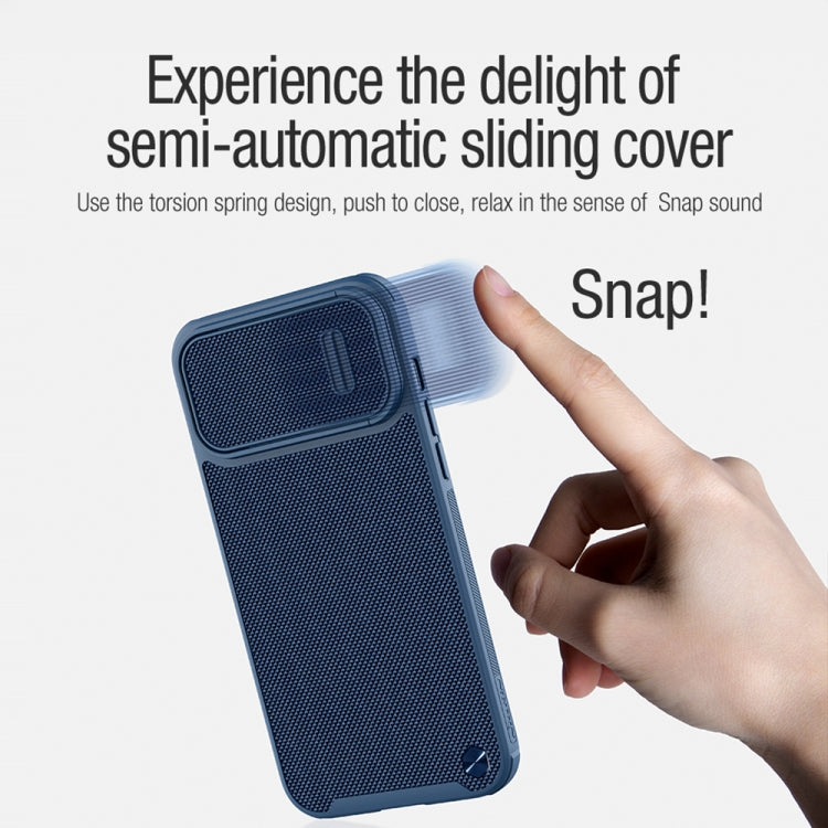 For iPhone 14 Plus  NILLKIN 3D Textured Camshield PC + TPU Phone Case(Blue) - iPhone 14 Plus Cases by NILLKIN | Online Shopping South Africa | PMC Jewellery