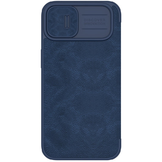 For iPhone 14 NILLKIN QIN Series Pro Crazy Horse Texture Leather Case(Blue) - iPhone 14 Cases by NILLKIN | Online Shopping South Africa | PMC Jewellery