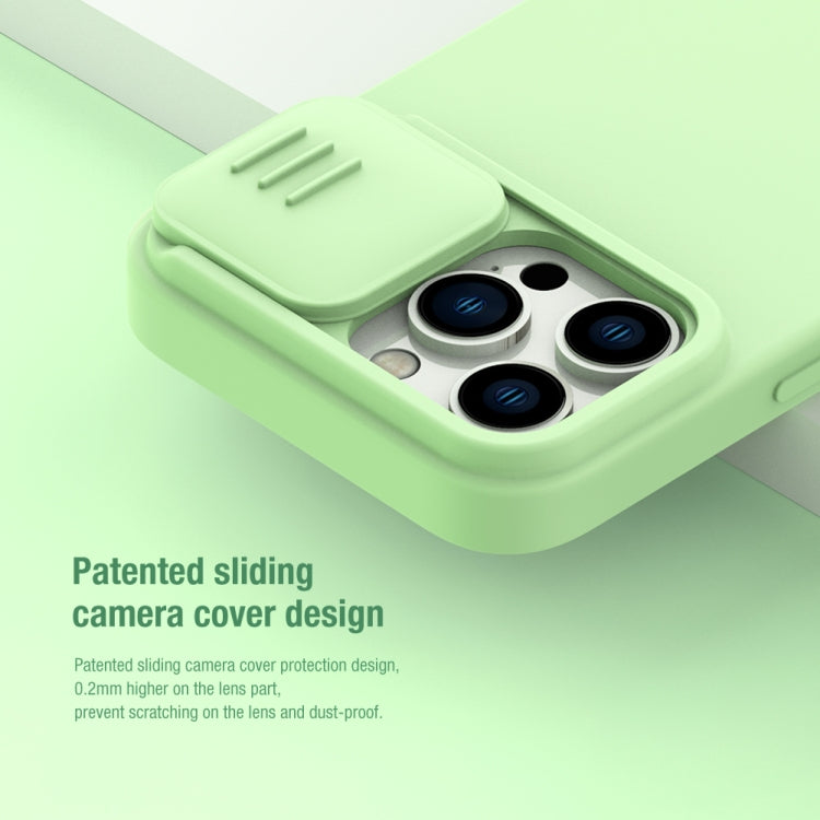 For iPhone 14 Pro NILLKIN CamShield MagSafe Liquid Silicone Phone Case(Green) - iPhone 14 Pro Cases by NILLKIN | Online Shopping South Africa | PMC Jewellery | Buy Now Pay Later Mobicred