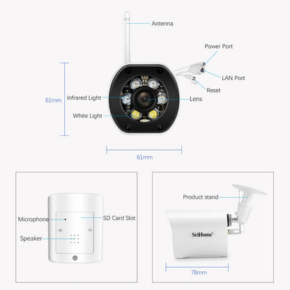 SriHome SH034C 4.0MP AI Humanoid Tracking WiFi Outdoor Surveillance Camera(AU Plug) - Bullet Camera by SriHome | Online Shopping South Africa | PMC Jewellery | Buy Now Pay Later Mobicred