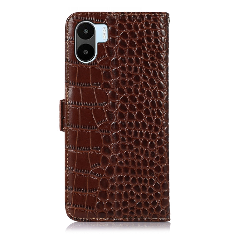 For Xiaomi Redmi A1 Crocodile Top Layer Cowhide Leather Phone Case(Brown) - Xiaomi Cases by PMC Jewellery | Online Shopping South Africa | PMC Jewellery