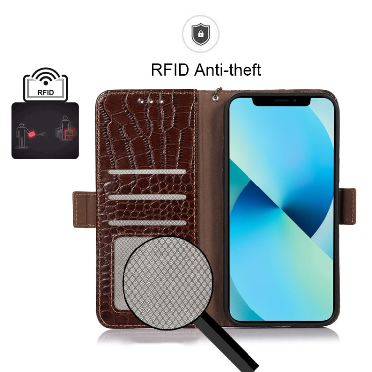 For Xiaomi Redmi A1 Crocodile Top Layer Cowhide Leather Phone Case(Brown) - Xiaomi Cases by PMC Jewellery | Online Shopping South Africa | PMC Jewellery