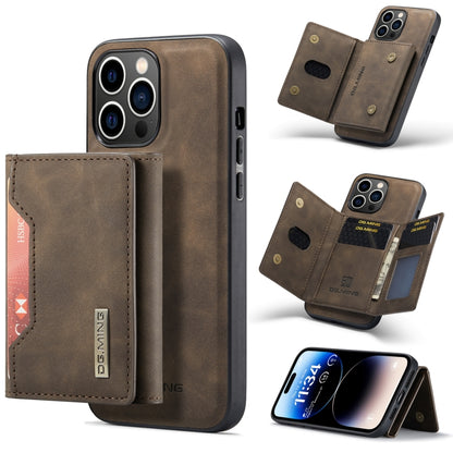 For iPhone 14 Pro DG.MING M2 Series 3-Fold Card Bag Leather Case(Coffee) - iPhone 14 Pro Cases by DG.MING | Online Shopping South Africa | PMC Jewellery | Buy Now Pay Later Mobicred