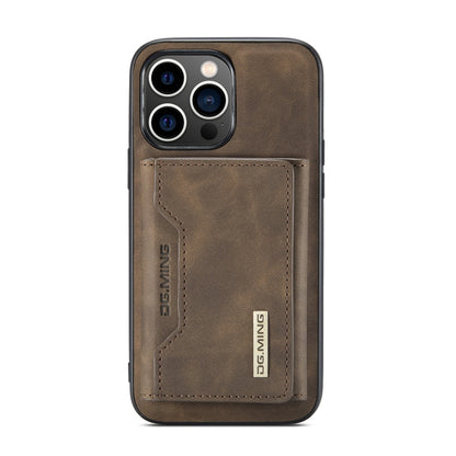 For iPhone 14 Pro DG.MING M2 Series 3-Fold Card Bag Leather Case(Coffee) - iPhone 14 Pro Cases by DG.MING | Online Shopping South Africa | PMC Jewellery | Buy Now Pay Later Mobicred