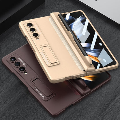 For Samsung Galaxy Z Fold4 GKK Magnetic Hinge Flip Phone Case with Holder & Pen Slot(Champagne Gold) - Galaxy Z Fold4 5G Cases by GKK | Online Shopping South Africa | PMC Jewellery