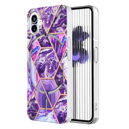 For Nothing Phone 1 Electroplating Splicing Marble TPU Phone Case(Dark Purple) - More Brand by PMC Jewellery | Online Shopping South Africa | PMC Jewellery