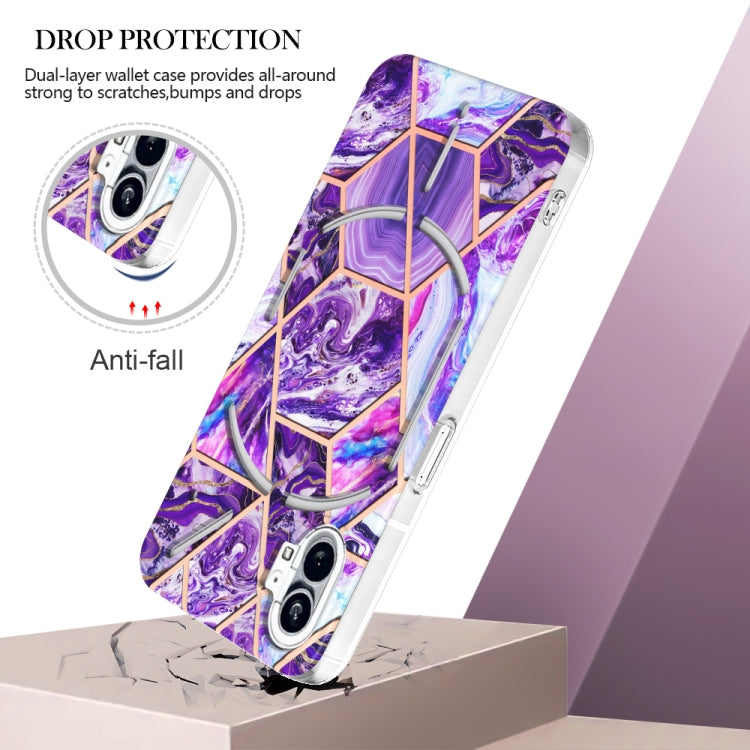 For Nothing Phone 1 Electroplating Splicing Marble TPU Phone Case(Dark Purple) - More Brand by PMC Jewellery | Online Shopping South Africa | PMC Jewellery