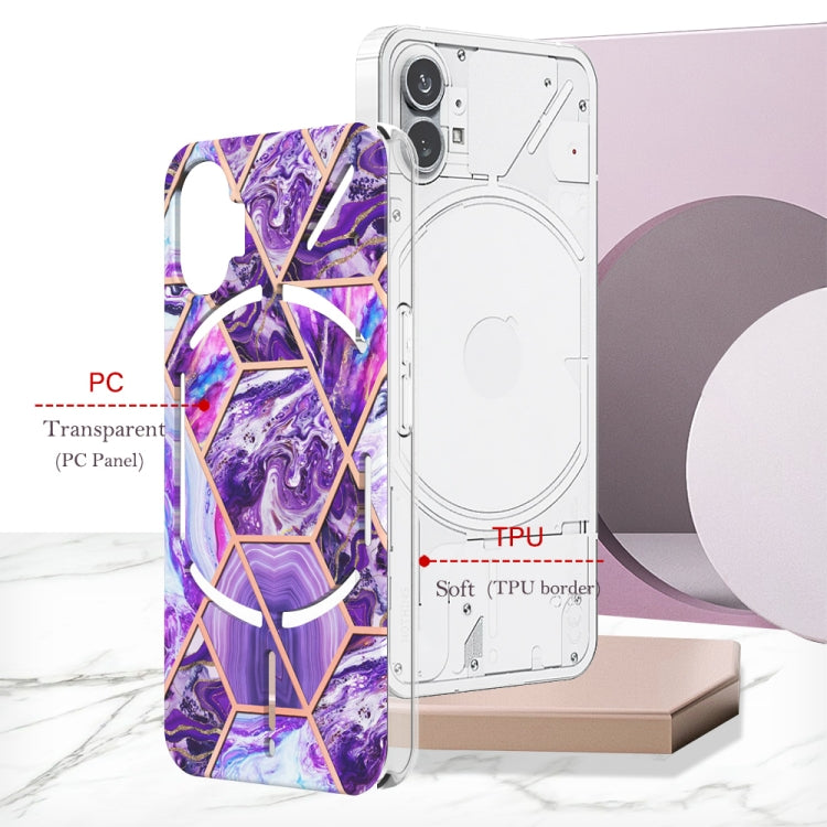 For Nothing Phone 1 Electroplating Splicing Marble TPU Phone Case(Dark Purple) - More Brand by PMC Jewellery | Online Shopping South Africa | PMC Jewellery