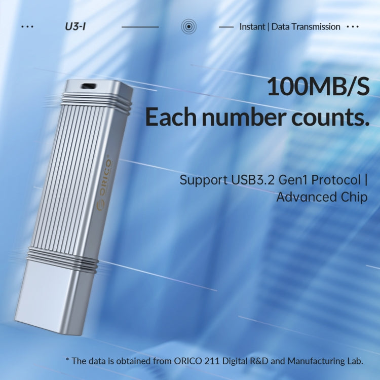 ORICO USB Flash Drive, Read: 100MB/s, Write: 50MB/s, Memory:256GB, Port:USB-A(Silver) - USB Flash Drives by ORICO | Online Shopping South Africa | PMC Jewellery | Buy Now Pay Later Mobicred