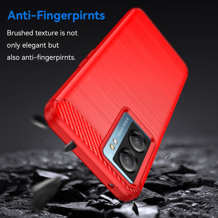 For OPPO A77s Brushed Texture Carbon Fiber TPU Phone Case(Red) - OPPO Cases by PMC TechLife | Online Shopping South Africa | PMC TechLife | Buy Now Pay Later Mobicred