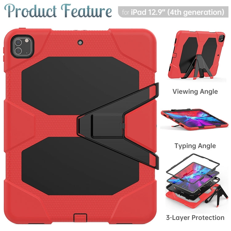 For iPad Pro 12.9 inch (2020) Shockproof Colorful Silicon + PC Protective Tablet Case with Holder & Shoulder Strap & Hand Strap (Red) - iPad Pro 12.9 (2020) Cases by PMC TechLife | Online Shopping South Africa | PMC TechLife | Buy Now Pay Later Mobicred