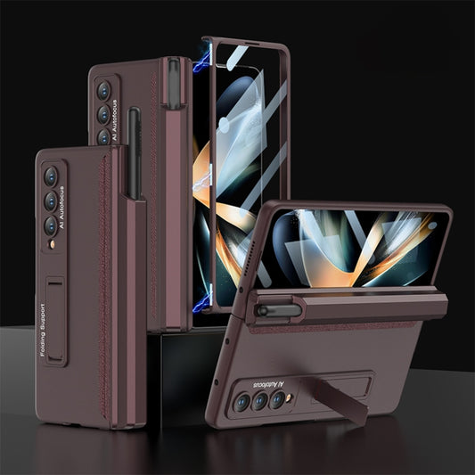 For Samsung Galaxy Z Fold4 GKK Integrated Magnetic Full Coverage Phone Case with Pen Drawer(Wine Red) - Galaxy Z Fold4 5G Cases by GKK | Online Shopping South Africa | PMC Jewellery