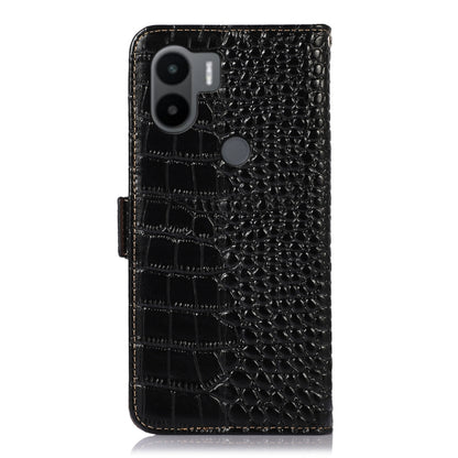 For Xiaomi Redmi A1+ Crocodile Top Layer Cowhide Leather Phone Case(Black) - Xiaomi Cases by PMC Jewellery | Online Shopping South Africa | PMC Jewellery