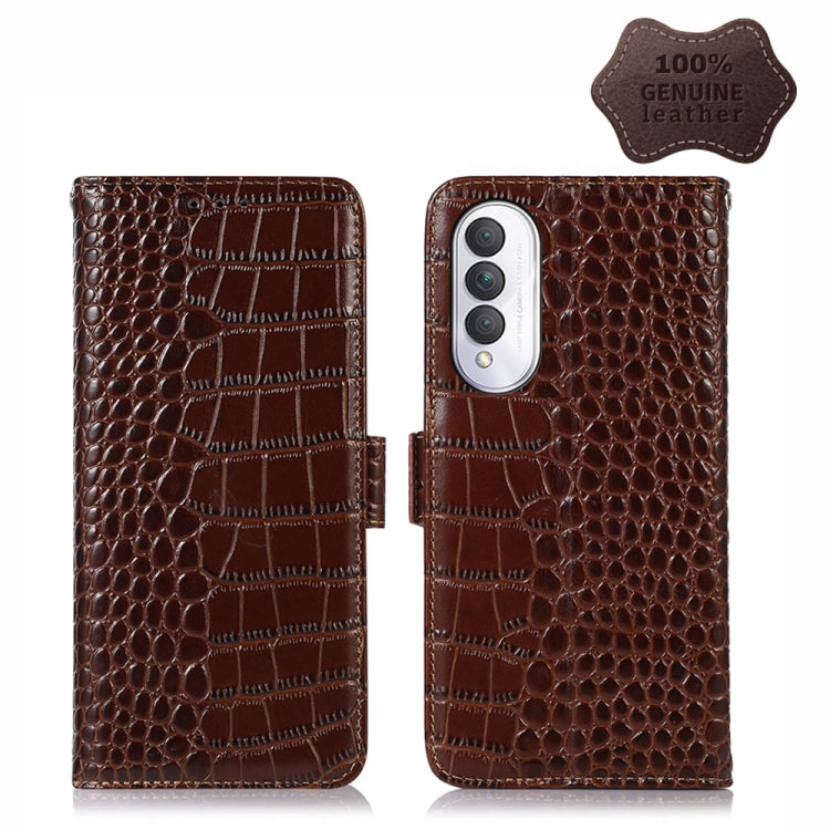 For Xiaomi Redmi A1+ Crocodile Top Layer Cowhide Leather Phone Case(Brown) - Xiaomi Cases by PMC Jewellery | Online Shopping South Africa | PMC Jewellery