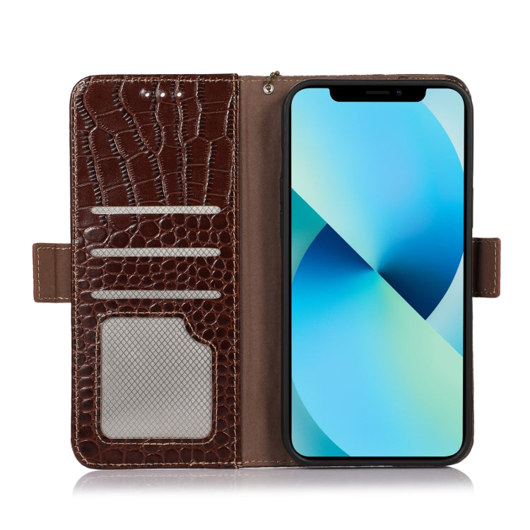 For Xiaomi Redmi A1+ Crocodile Top Layer Cowhide Leather Phone Case(Brown) - Xiaomi Cases by PMC Jewellery | Online Shopping South Africa | PMC Jewellery