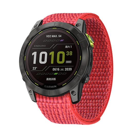 Compatible with Garmin Fenix 7X Hook And Loop Fastener Nylon Watch Band(Red) - Watch Bands by PMC Jewellery | Online Shopping South Africa | PMC Jewellery | Buy Now Pay Later Mobicred