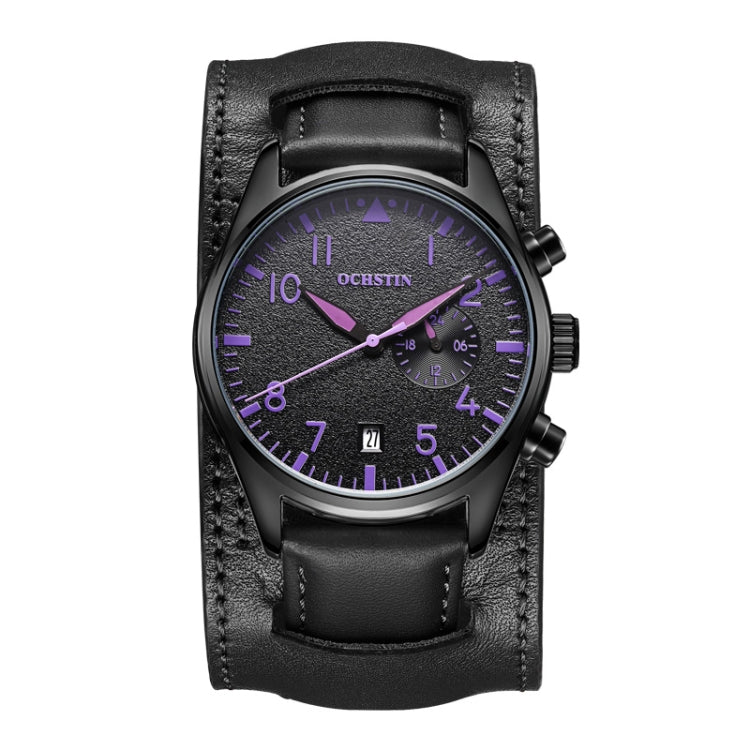 Ochstin 7228 Multifunctional Business Leather Wrist Wrist Waterproof Quartz Watch(Purple) - Leather Strap Watches by OCHSTIN | Online Shopping South Africa | PMC Jewellery | Buy Now Pay Later Mobicred