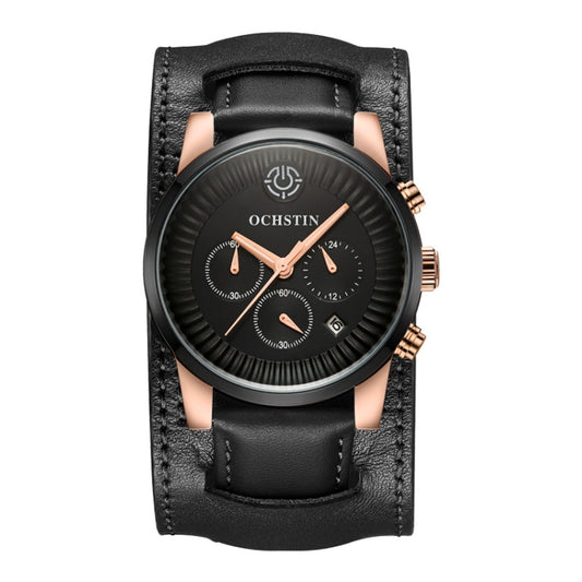 Ochstin 7232 Multifunctional Business Leather Wrist Wrist Waterproof Quartz Watch(Rose Gold+Black) - Leather Strap Watches by OCHSTIN | Online Shopping South Africa | PMC Jewellery | Buy Now Pay Later Mobicred