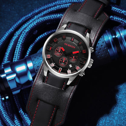 Ochstin 7236 Multifunctional Business Leather Wrist Wrist Waterproof Quartz Watch(Red+Black) - Leather Strap Watches by OCHSTIN | Online Shopping South Africa | PMC Jewellery | Buy Now Pay Later Mobicred