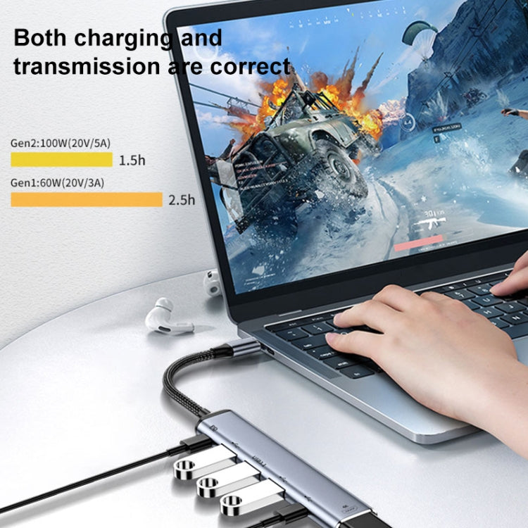 Y002 6 in 1 Type-C to VGA+HDMI+Dual USB+Dual USB-C/Type-C Interface Multifunctional Adapter - USB HUB by PMC TechLife | Online Shopping South Africa | PMC TechLife | Buy Now Pay Later Mobicred