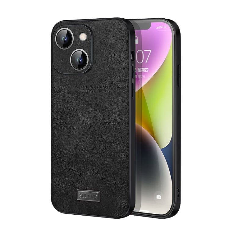 For iPhone 14 SULADA Shockproof TPU + Handmade Leather Phone Case(Black) - iPhone 14 Cases by SULADA | Online Shopping South Africa | PMC TechLife | Buy Now Pay Later Mobicred