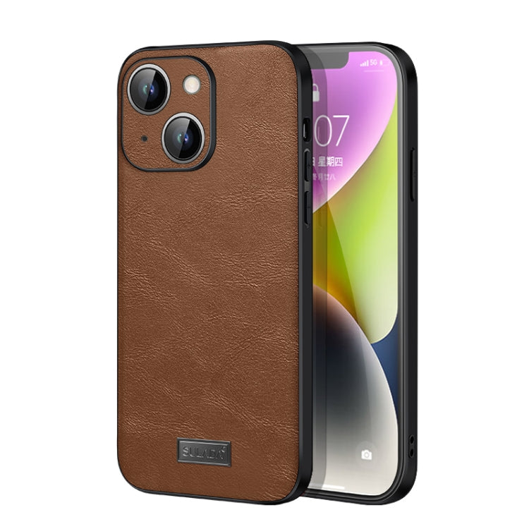 For iPhone 14 Plus SULADA Shockproof TPU + Handmade Leather Phone Case(Brown) - iPhone 14 Plus Cases by SULADA | Online Shopping South Africa | PMC TechLife | Buy Now Pay Later Mobicred