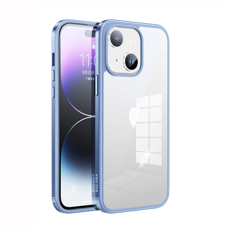 For iPhone 14 Plus SULADA Metal Frame + Nano Glass + TPU Phone Case(Sierra Blue) - iPhone 14 Plus Cases by SULADA | Online Shopping South Africa | PMC Jewellery