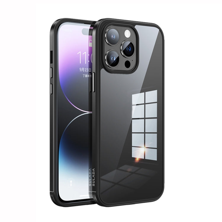 For iPhone 14 Pro SULADA Metal Frame + Nano Glass + TPU Phone Case(Black) - iPhone 14 Pro Cases by SULADA | Online Shopping South Africa | PMC TechLife